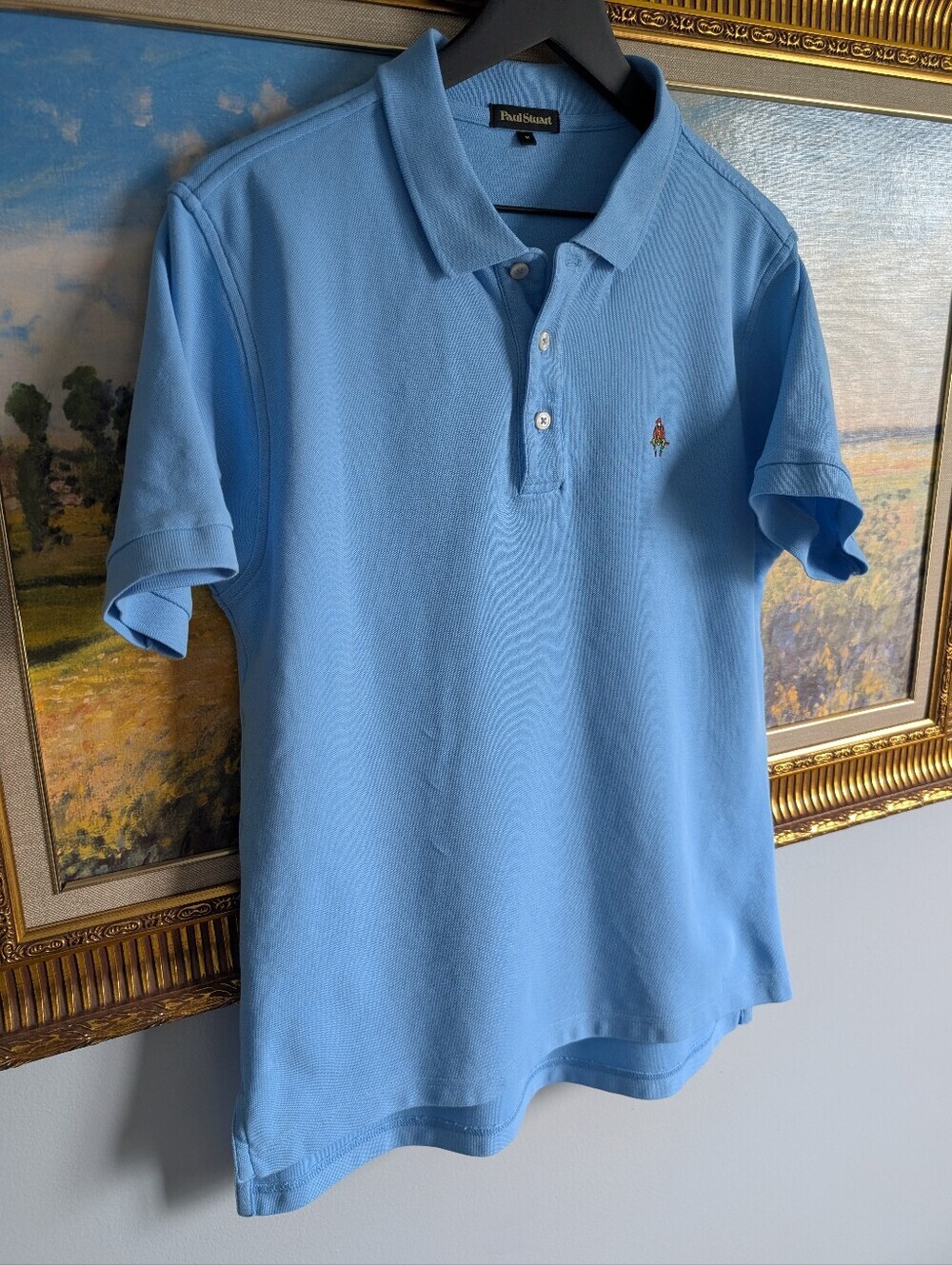 Paul Stuart Blue Polo Shirt with Subtle Embroidered Logo